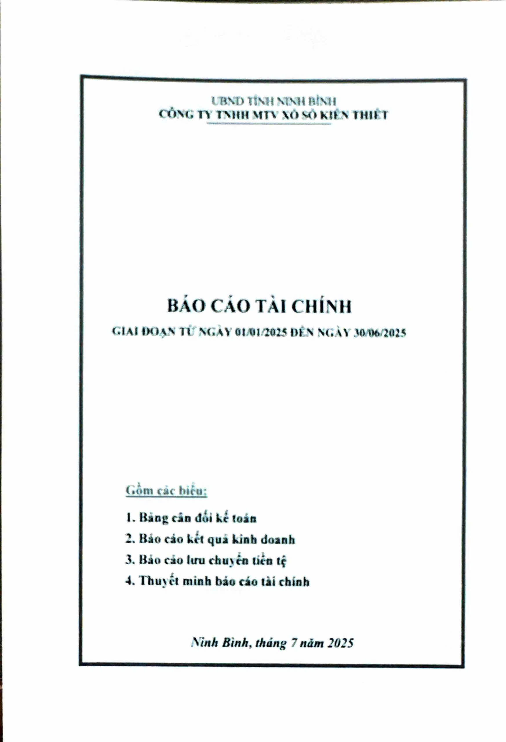 BÁO CÁO TÀI CHÍNH GIAI ĐOẠN 6 THÁNG ĐẦU NĂM 2025